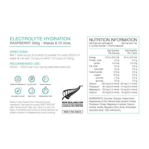 PURE SN Electrol. Hyd Raspberry 500g-Matakana Pharmacy